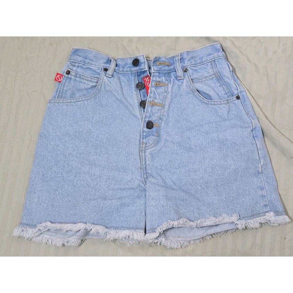 No Excuses Femme Fatale Women's Cut Off Denim Shorts Light Blue Cotton 8/10 Poc…